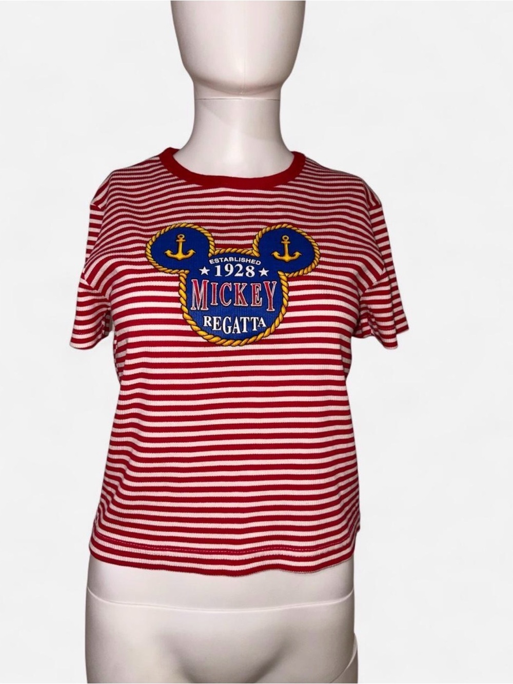 Disney Red & White Striped Mickey Regatta Tee